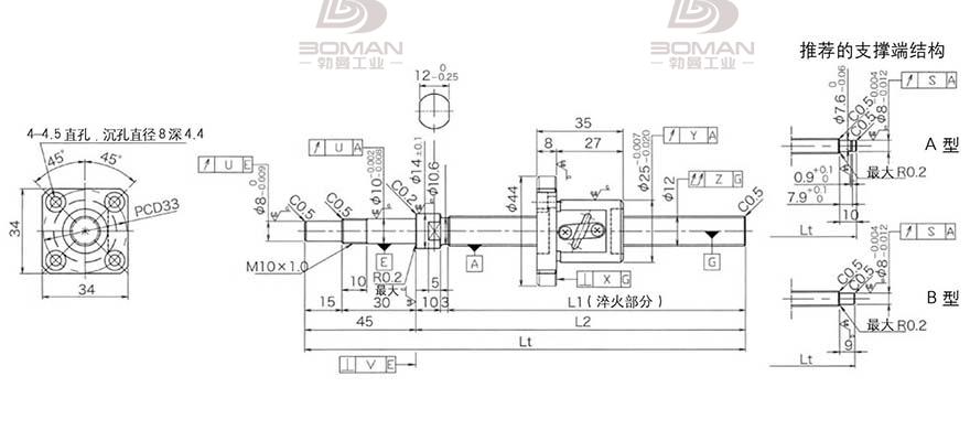 KURODA GP1202DS-AAPR-0300B-C3F 黑田精工丝杆安装