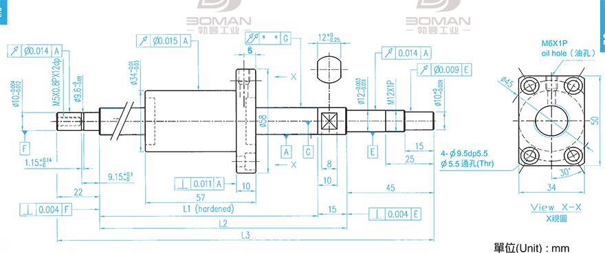 TBI XSVR01510B1DGC5-421-P1 tbi滚珠丝杆尺寸标准对照表